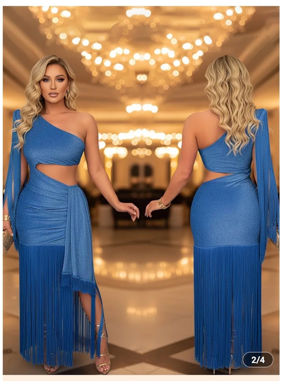 Elegant tassel Maxi Dress - one shoulder